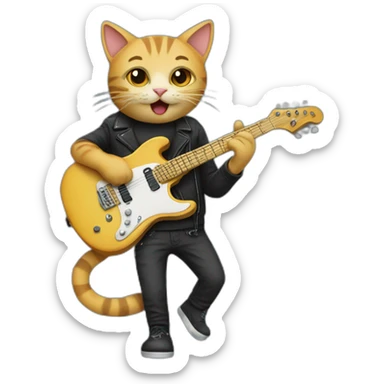guitarist cat sticker