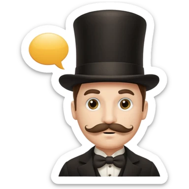 Fancy man with top hat and mustache and wearing monocle, and having a speech bubble saying so be it sticker