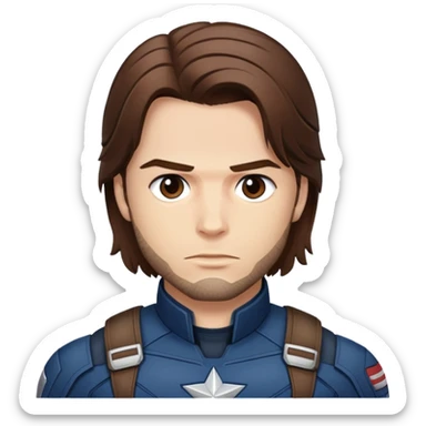 bucky barnes portrait marvel, brown hair from captain america: civil war sticker