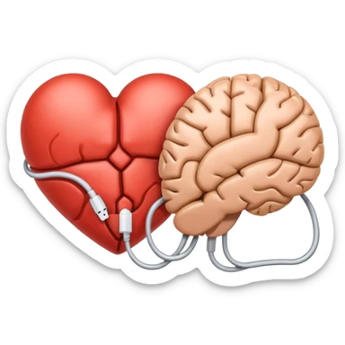 brain and heart connected by a line sticker