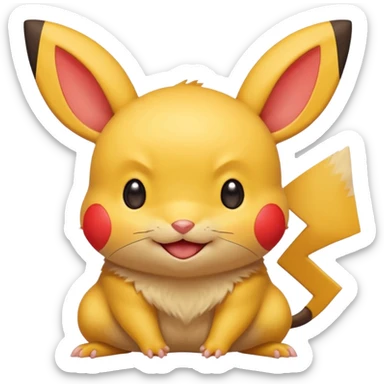 pikachu from pokémon, cute yellow mouse with pointy ears and red cheeks sticker