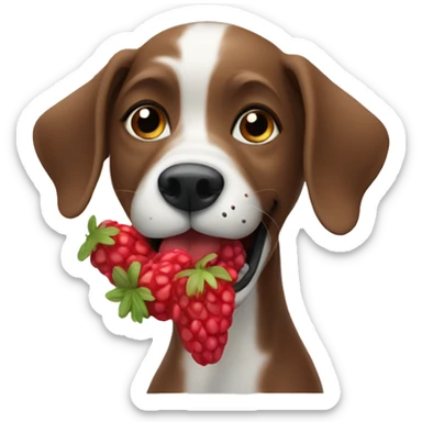 A dog eating berries  sticker