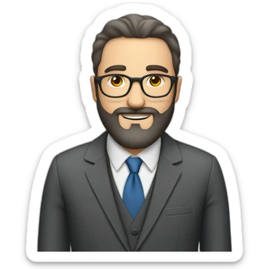 A Jewish man with a beard and glasses in a business suit sticker