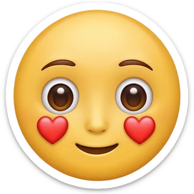 Emoji of a round yellow face with heart eyes, iPhone emoji style. Flat design, smooth gradients, rounded edges, soft shadows, clean look, white background sticker