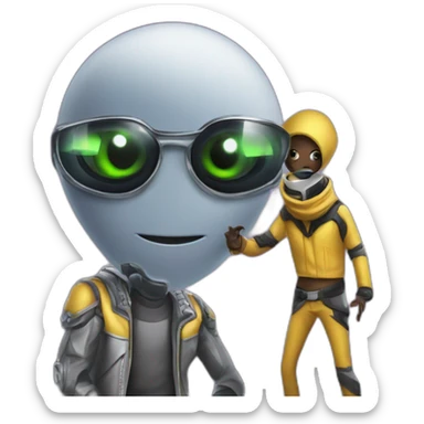 Undercover Aliens as djay and singer in a music group sticker
