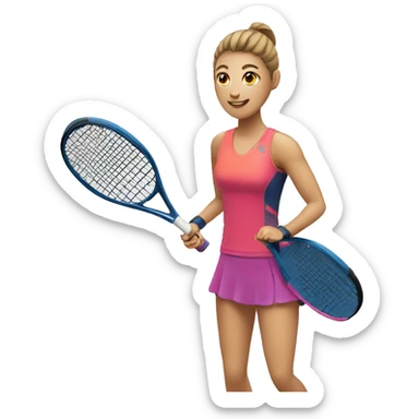 man padel tennis player and girl runner sticker