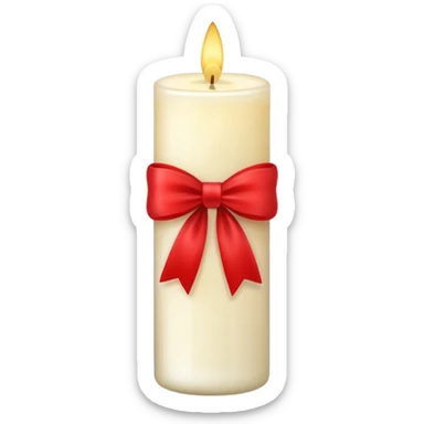 Soft vanilla long glass candle, with little red bow sticker