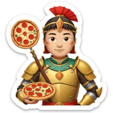 chinese ancient warrior with pizza sticker