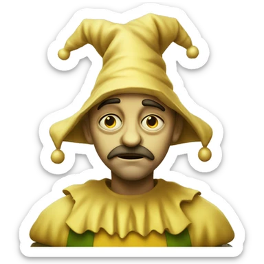 sad round yellow jester sticker