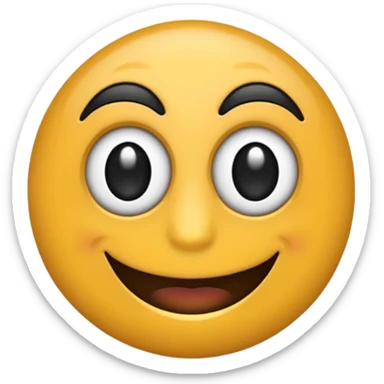 Emoji con un ojo más grande y uno chico y una sonrisa malvada sticker