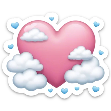 pink heart + cloud sticker