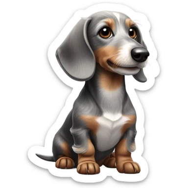 Wire hair dachshund grey and white sticker