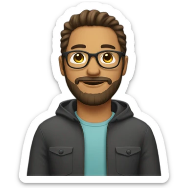 male with round glasses and beard sticker