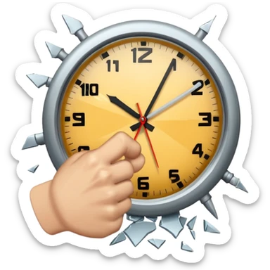 a fist smashing clock sticker