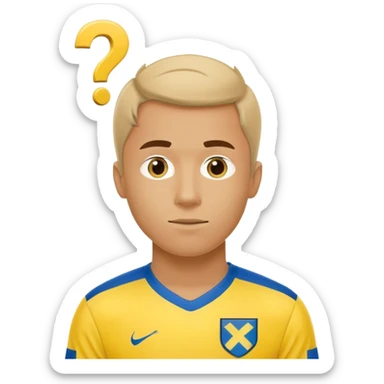 Swedish male soccer player with question mark with yellow and blue clothes sticker