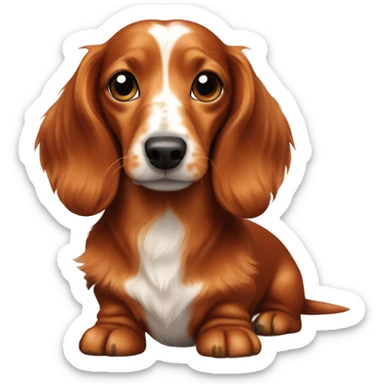 A long-haired marble dachshund stands red-haired sticker