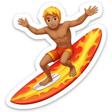 Guy surfing on lava sticker