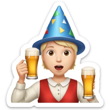 beer clink emoji combined with face puffing emoji sticker