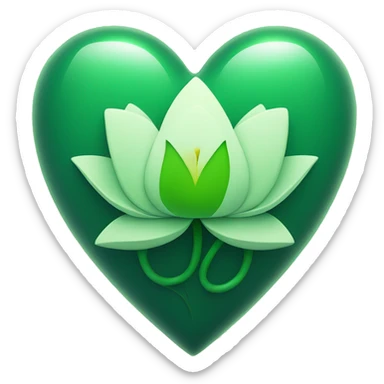 green heart with a lotus flower in the middl sticker
