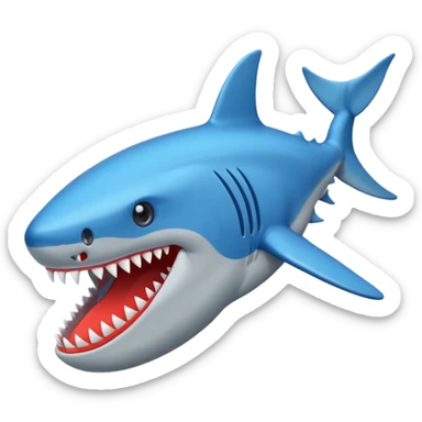 Un tiburón con zapatillas azules sticker