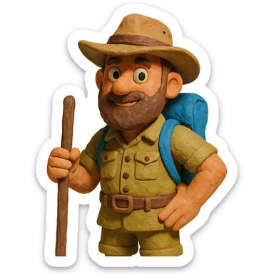 claymation style Australian explorer sticker
