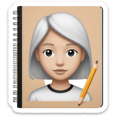 portre skecth on sketch book, with pencil. black and white sticker