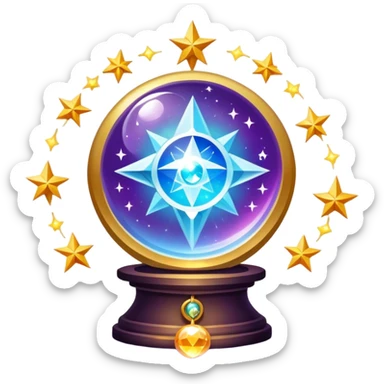 A vibrant, mystical icon symbolizing fortune telling and esotericism. Include elements like a crystal ball, tarot cards, stars, and mystical symbols with a glowing, ethereal feel. The design should be colorful, eye-catching, and evoke a sense of magic and mystery. sticker