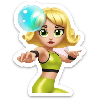 Bubbles from Powerpuff girls doing this slay move with her arm sticker