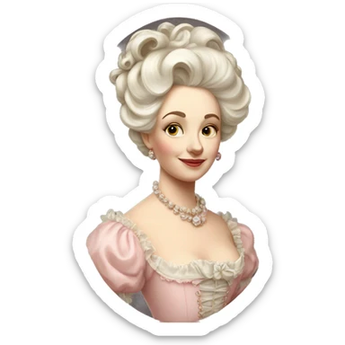 vintage rococo white woman in a light pink gown  sticker