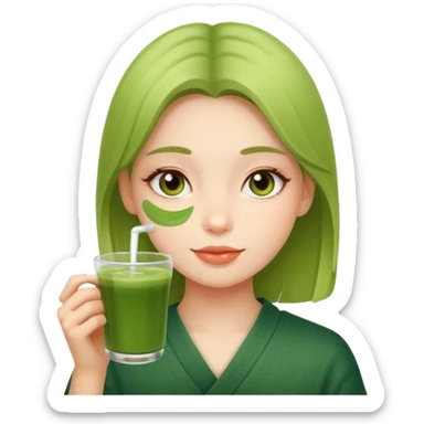 Girl drinking matcha  sticker