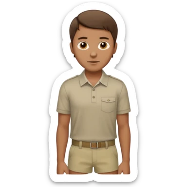 Dad with brown hair and brown eyes short hair with kinda a side part wearing a collard shirt and khaki￼ shorts sticker