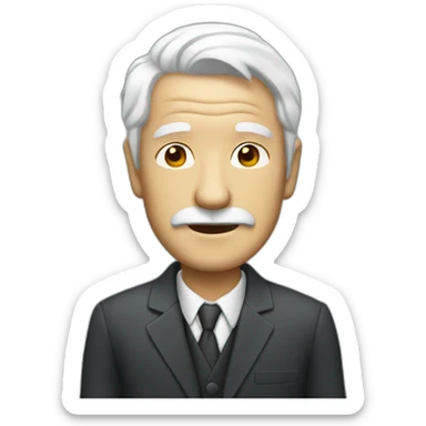old man with white hair and suit sticker