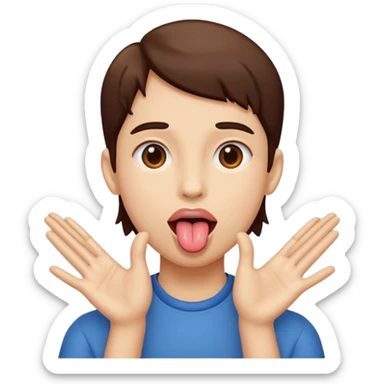 face with tongue out and hands to the side sticker