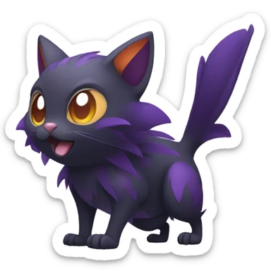 Cool Black Noibat-Quilava-Cat-Pokémon with orange belly and purple markings Full Body sticker