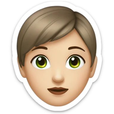 belarussian girl wirh very short brown picksy haircut piercing in nose and green eyes sticker