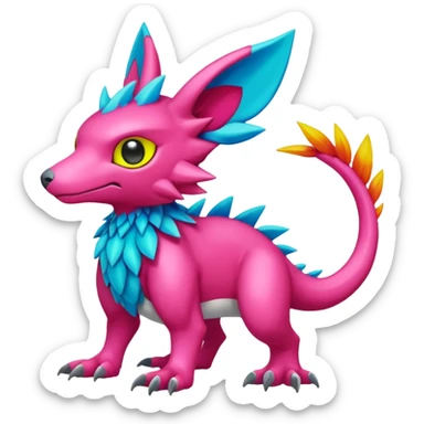 colorful Fakémon-Digimon-Fionbri-Trico-creature (full body) sticker
