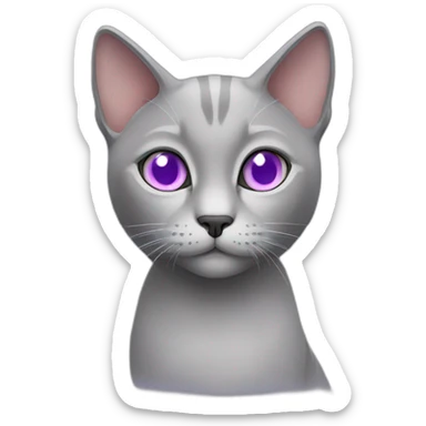 grey cat lilac eyes sticker