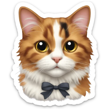 calico cat fluffy with a bow sticker
