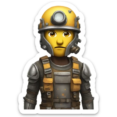 post apocalyptic builder in road sign armor sticker