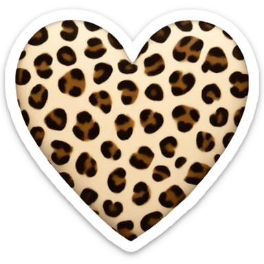 leopard print heart sticker