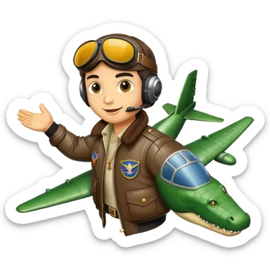 Crocodile pilot flying a bomber plane sticker