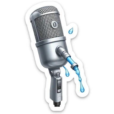 Microphone erupting water out of the piece you talk into sticker
