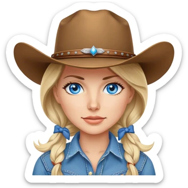 Caucasian cowgirl with blue eyes sticker