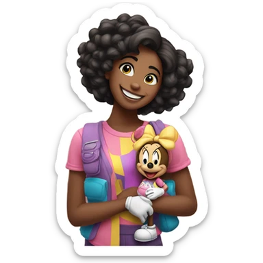 Girl in front of Disneyland sticker