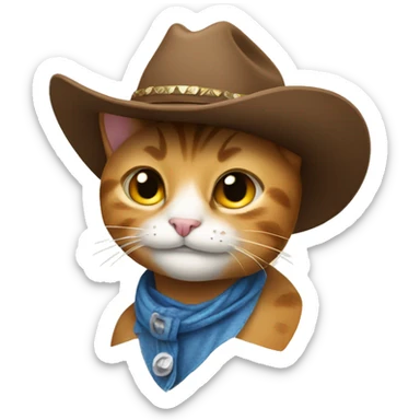 a cat wearing a cowboy hat smiling sticker