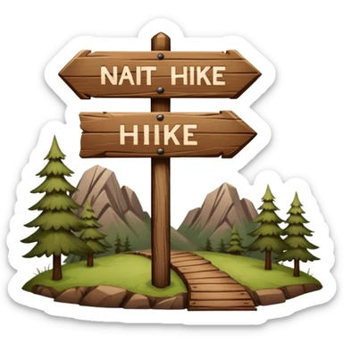 wooden nature park hike trail sign sticker