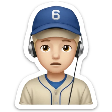 Adolescente com fone no ouvi é um boné, com uma carinha de sono sticker