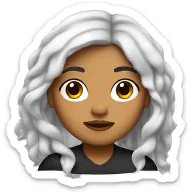 Chica blanca, con pelo negro largo y ondulado, ojos marrones oscuros  sticker