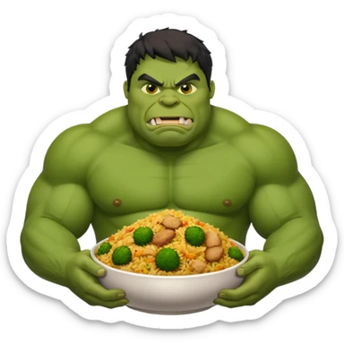 Fat Hulk eating biriyani sticker