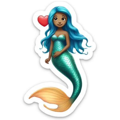mermaid with a heart shaped fin sticker